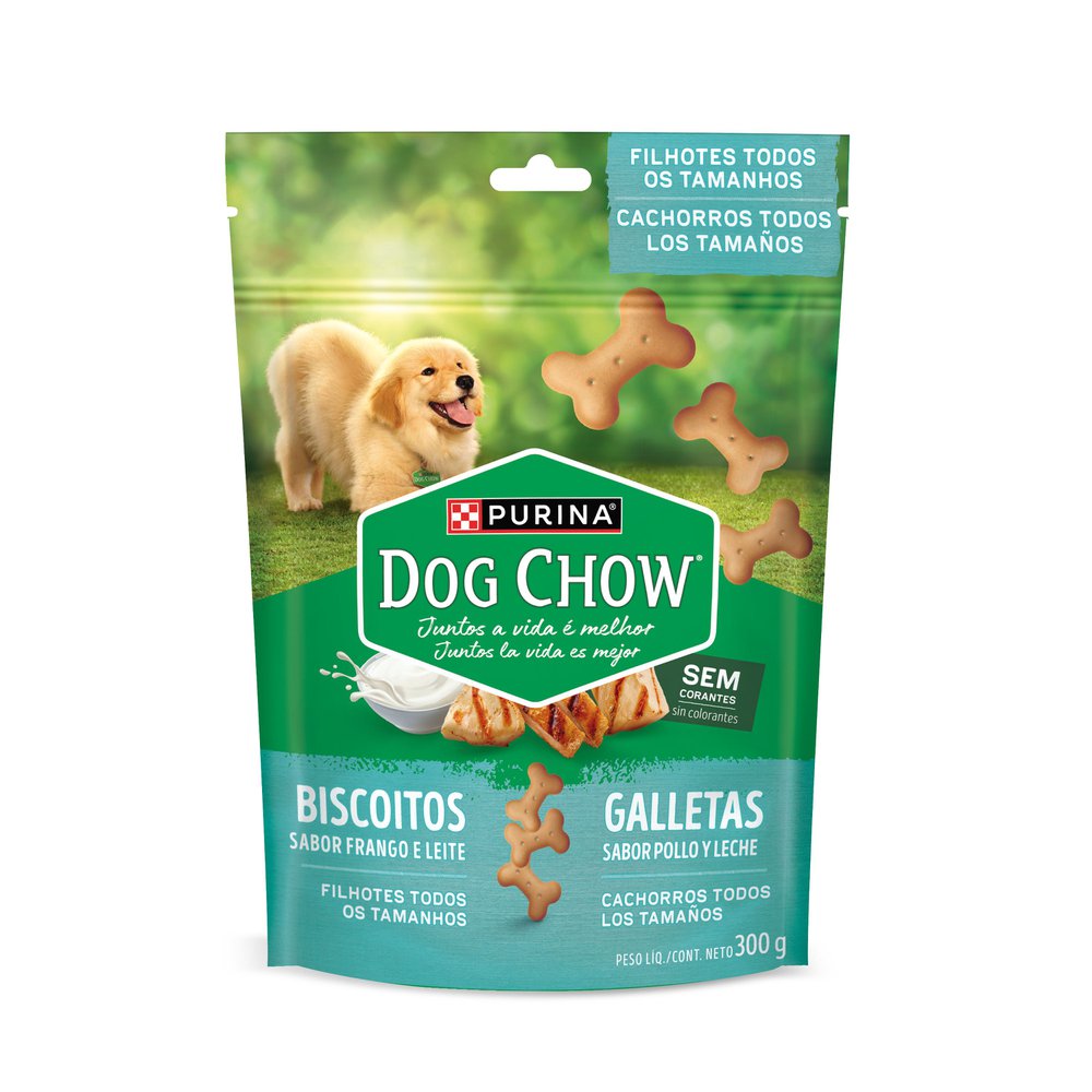 Petisco DOG CHOW para Cães Biscoito Frango e Leite para Filhotes 300g