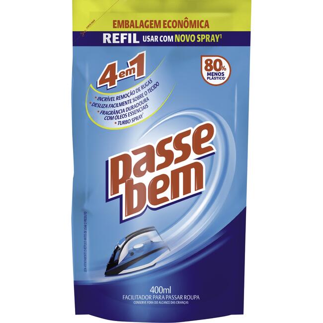 Facilitador de Passar Roupas Passe Bem 4 em 1 Refil 400ml