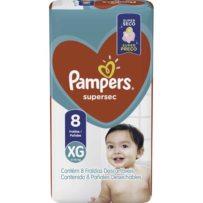 Fralda Descartável Pampers Supersec XG 8 un