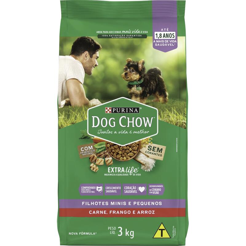Ração Dog Chow 3kg - Filhotes - Raças Pequenas