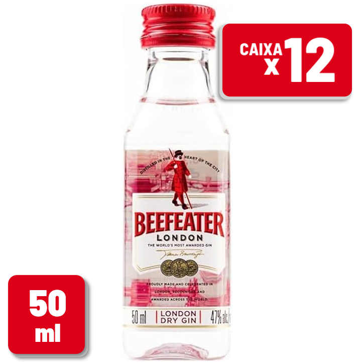 Gin Beefeater Dry Miniatura Garrafa Vidro 50ml Caixa c/ 12 un