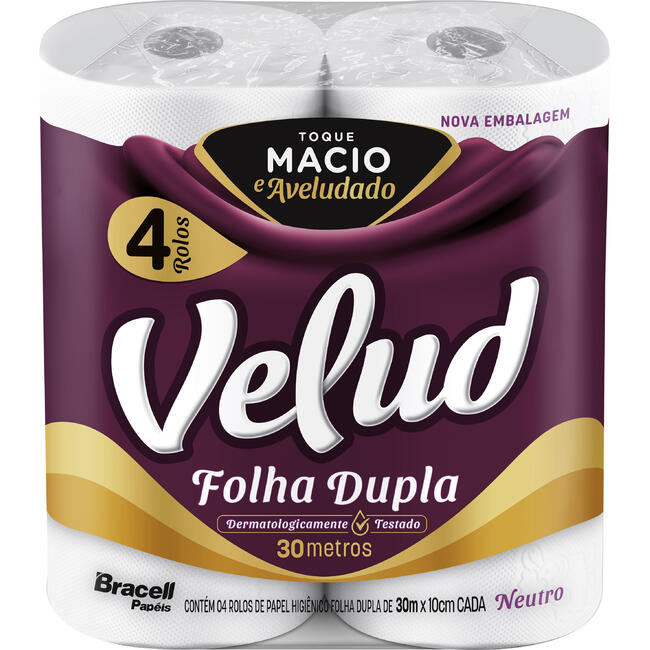 Papel Higiênico Velud Folha Dupla - 30m 4 rolos