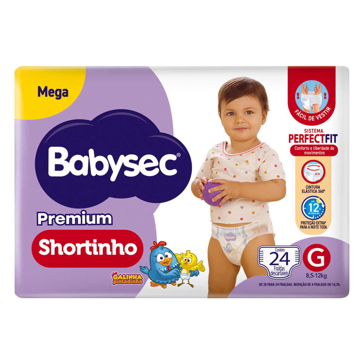 Fralda Descartável Shortinho Babysec Premium G Megapacote 24 Unidades