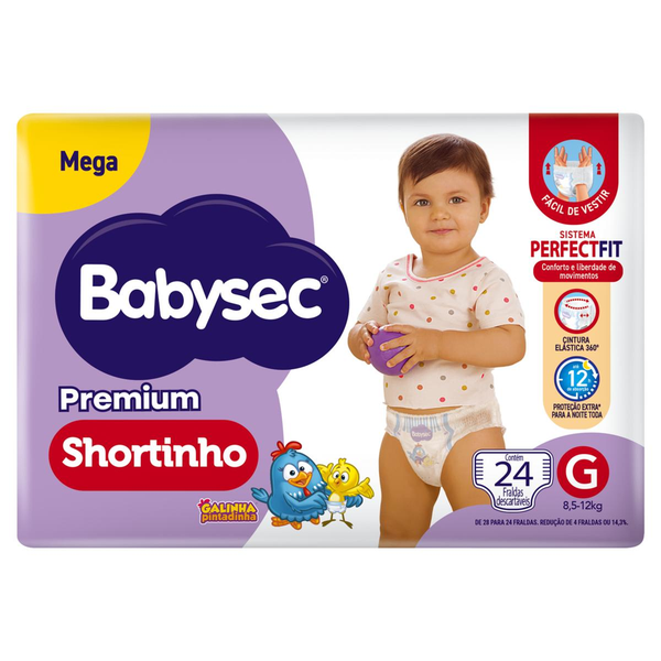 Fralda Descartável Shortinho Babysec Premium G Megapacote 24 Unidades