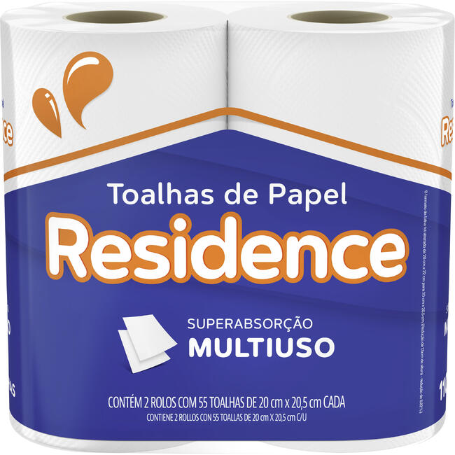 Toalha de Papel Residence 55 folhas 2 rolos