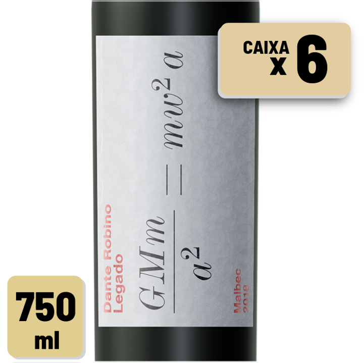 Vinho Dante Robino Legado Malbec Garrafa Vidro 750ml Caixa c/ 6 un