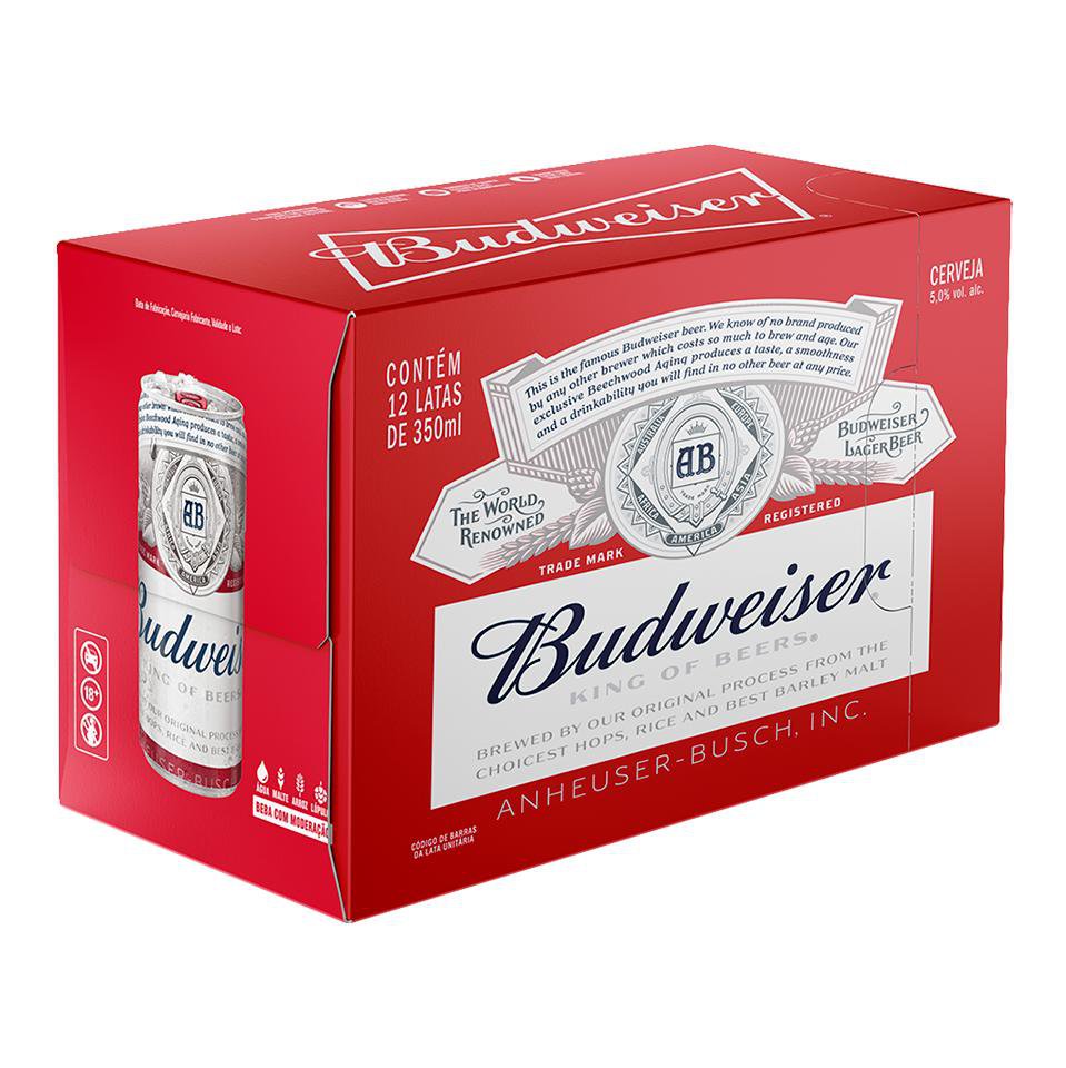 Cerveja BUDWEISER 12 latas com 350ml cada