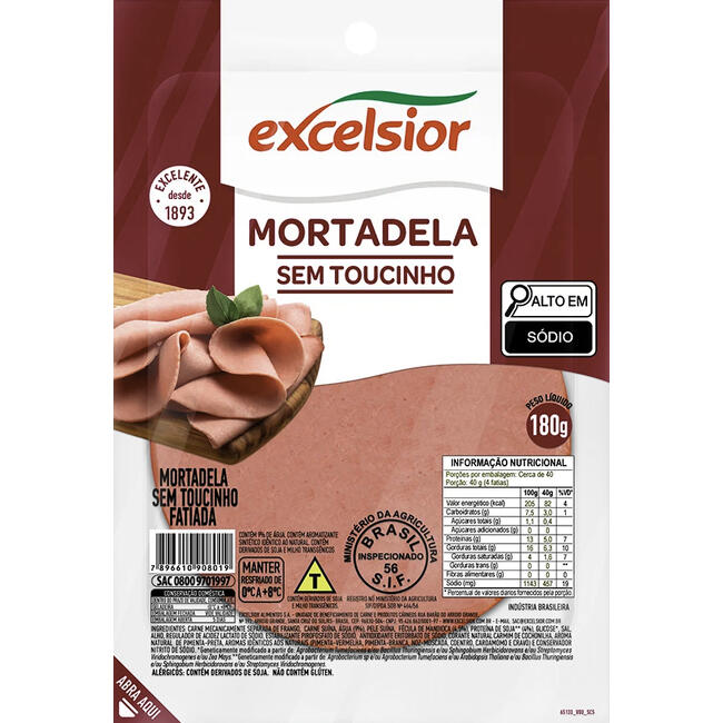 Mortadela Excelsior Fatiada sem Toucinho 180g