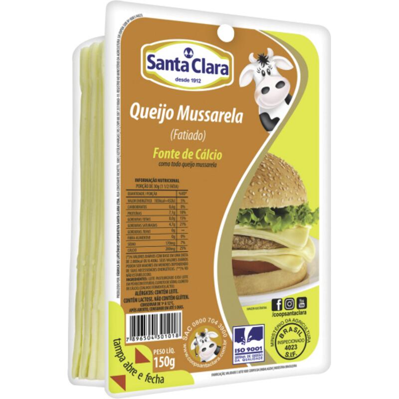 Queijo Mussarela Santa Clara Fatiado 150g