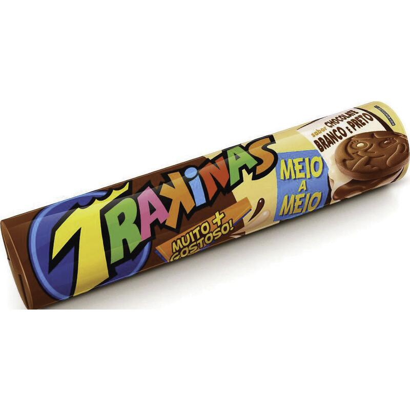 Biscoito Recheado Trakinas Meio a Meio 136g