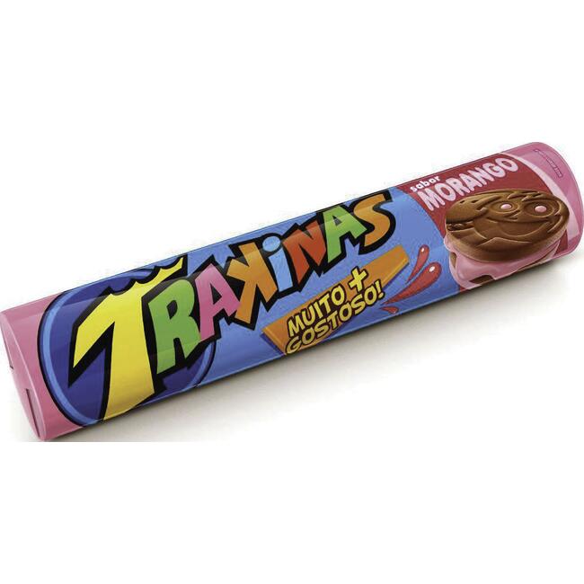 Biscoito Recheado Trakinas Mais Mais Morango 136g