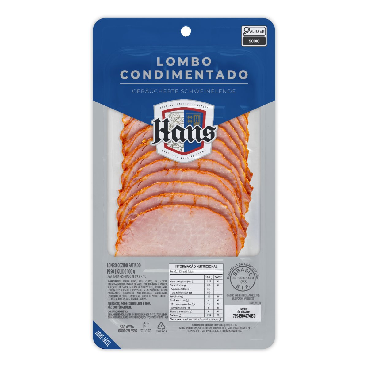Lombo Condimentado Fatiado Hans 100g