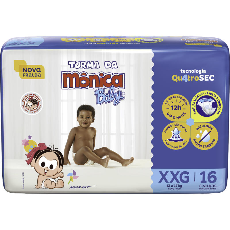 Fralda Descartável Turma da Mônica Jumbo XXG 16 un