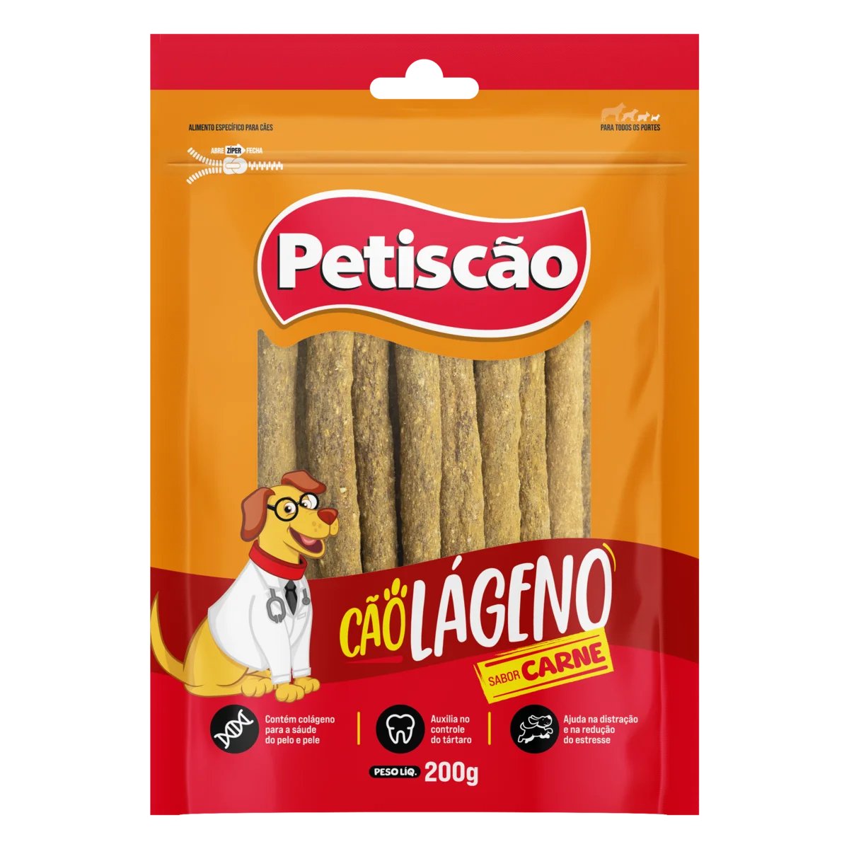Palito para Cães Carne Petiscão Cãolágeno 200g