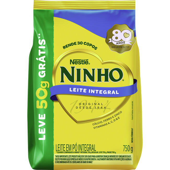 Leite em Pó Ninho Integral LV 750g PG 700g
