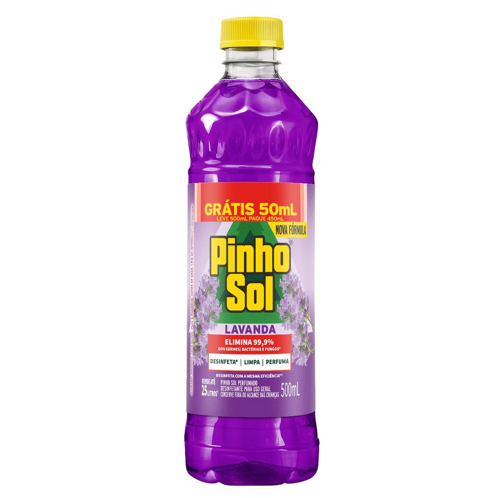 Desinfetante Pinho Sol Lavanda Leve 500ml Pague 450ml