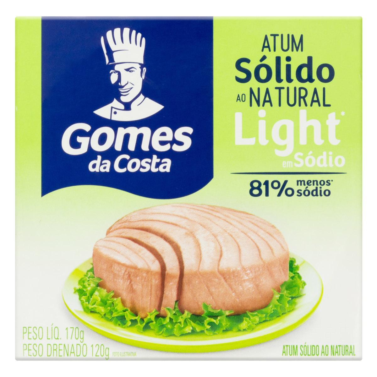 Atum Sólido ao Natural Gomes da Costa Baixo Teor de Sódio Caixa 170g