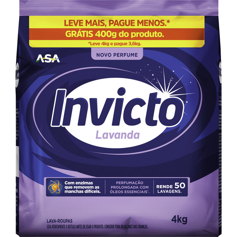 Lava Roupas em Pó Invicto Lavanda 4kg