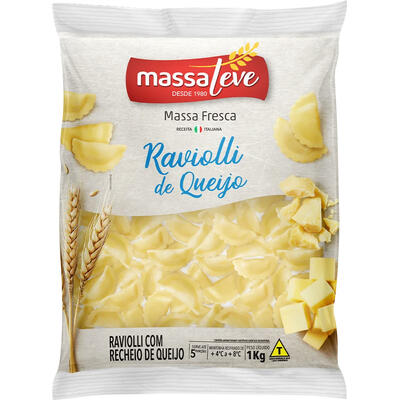 Raviolli Massa Leve 3 Queijos 1kg