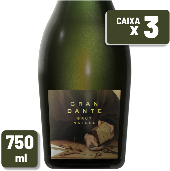 Espumante Gran Dante Brut Nature Garrafa Vidro 750ml Caixa c/ 3 un