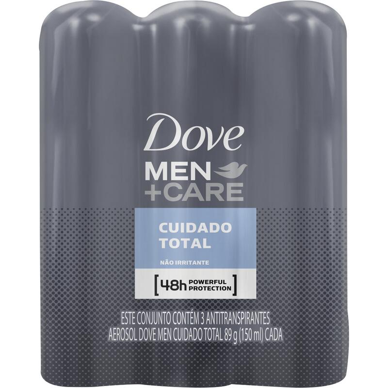 Kit Desodorante Aerossol Dove Men Cuidado total 3x150ml