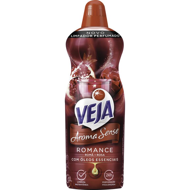 Limpador perfumado Veja Aroma Sense Romance 1L com óleos essenciais