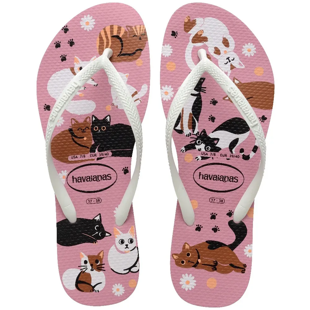 Sandália HAVAIANAS Borracha Slim Pets 39/40 Rosa