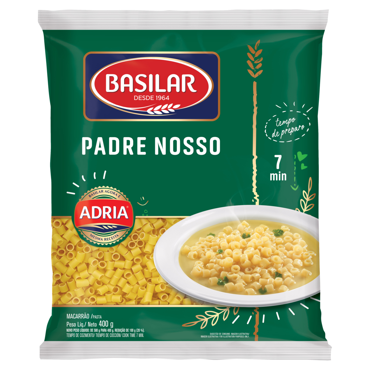 Macarrão Semolado Padre Nosso Basilar Pacote 400g