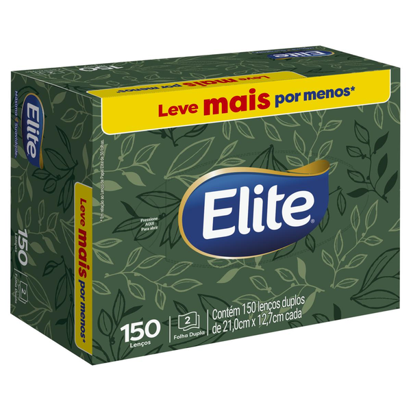 Lenço de Papel Softys Elite - Box - Com 150 Lenços