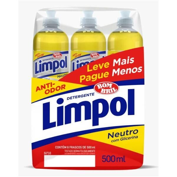 Pack Detergente Limpol Neutro Frasco  6Un.