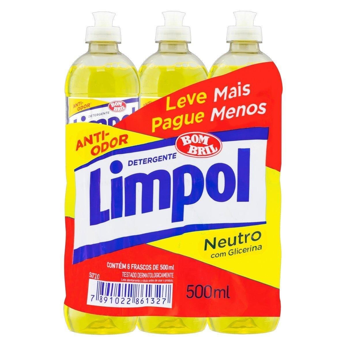 Pack Detergente Limpol Neutro Frasco  6Un.