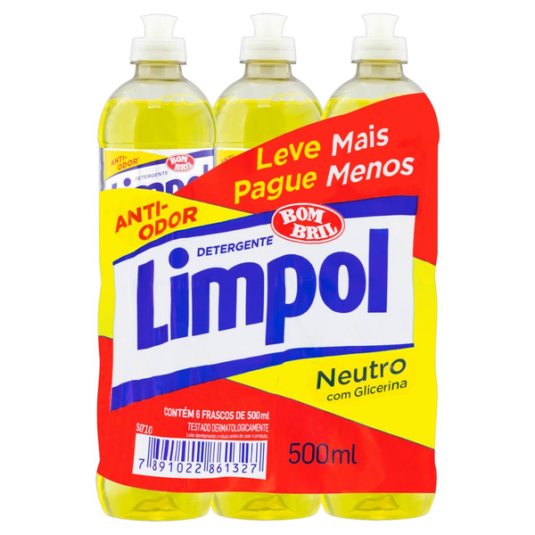 Pack Detergente Limpol Neutro Frasco  6Un.