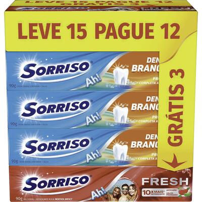 Creme Dental Sorriso Dentes Brancos 15x90g