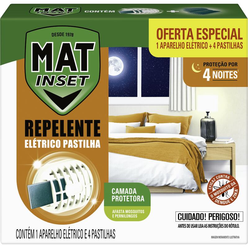 Aparelho Elétrico Mat Inset 12 Horas com 4 pastilhas Kit