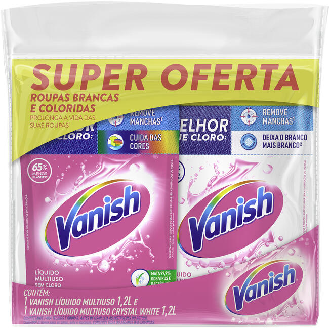 Kit Tira Manchas Vanish Gel Multiuso 1,2L + Crystal White 1,2L