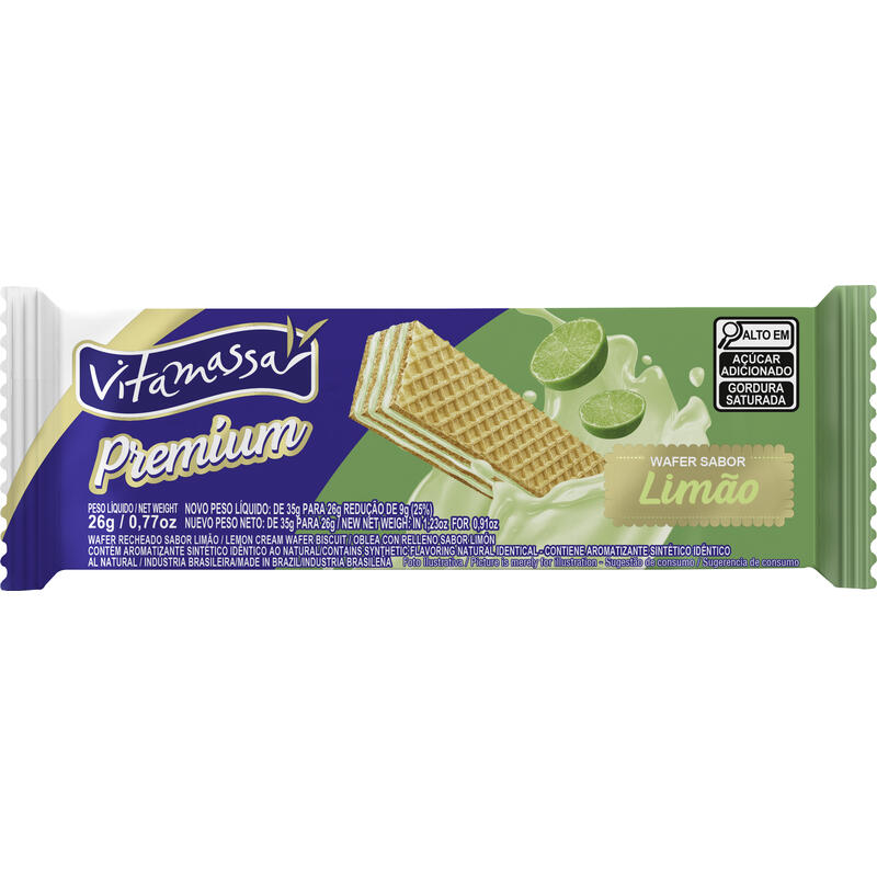 Biscoito Wafer Vitamassa Premium Limão 26g