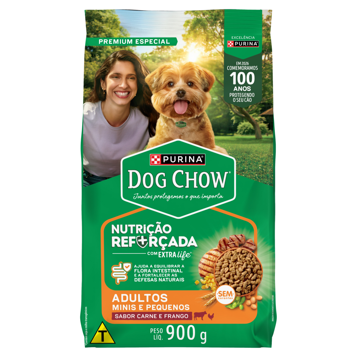 Ração DOG CHOW para Cães Adultos Mini Carne e Frango 900g