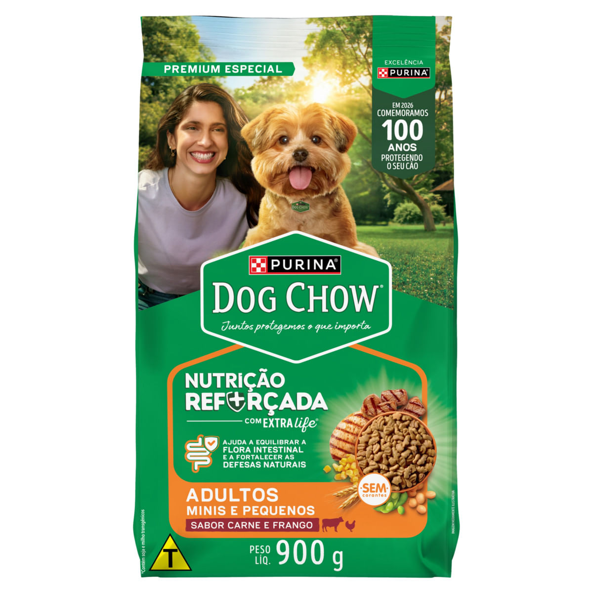 Ração DOG CHOW para Cães Adultos Mini Carne e Frango 900g