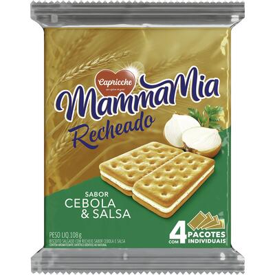 Biscoito Recheado Capricche Mamma Mia Cebola e Salsa 108g