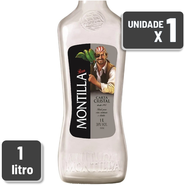 Rum Montilla Cristal Garrafa Vidro 1L