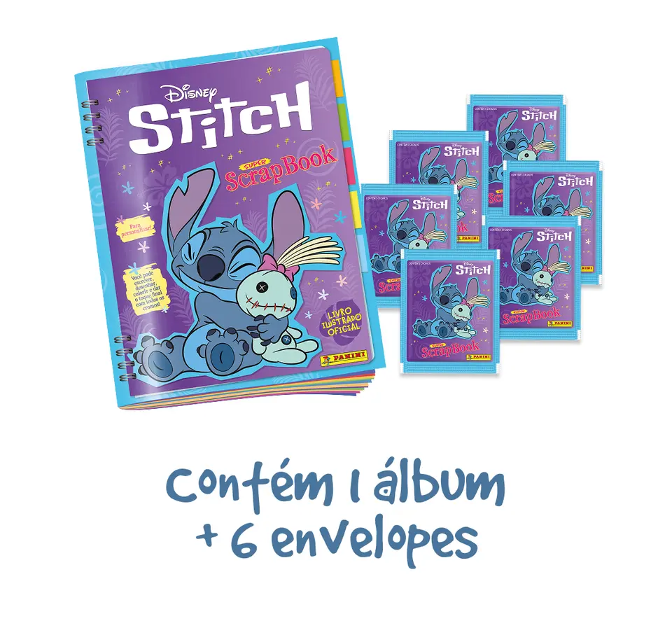 Livro Ilustrado PANINI Stitch com 6 Envelopes