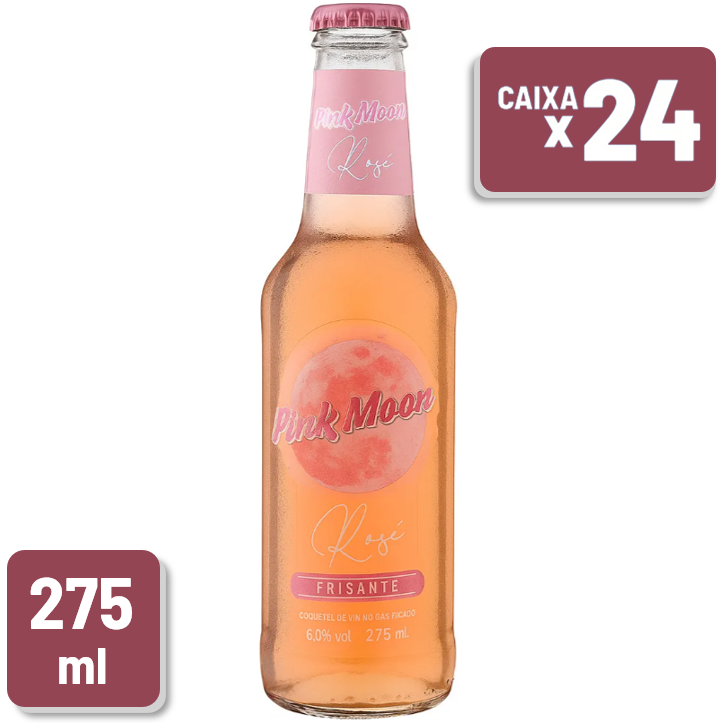 Coquetel Alcoólico Pink Moon Frisante Rosé Long Neck 275ml Caixa c/ 24 Un