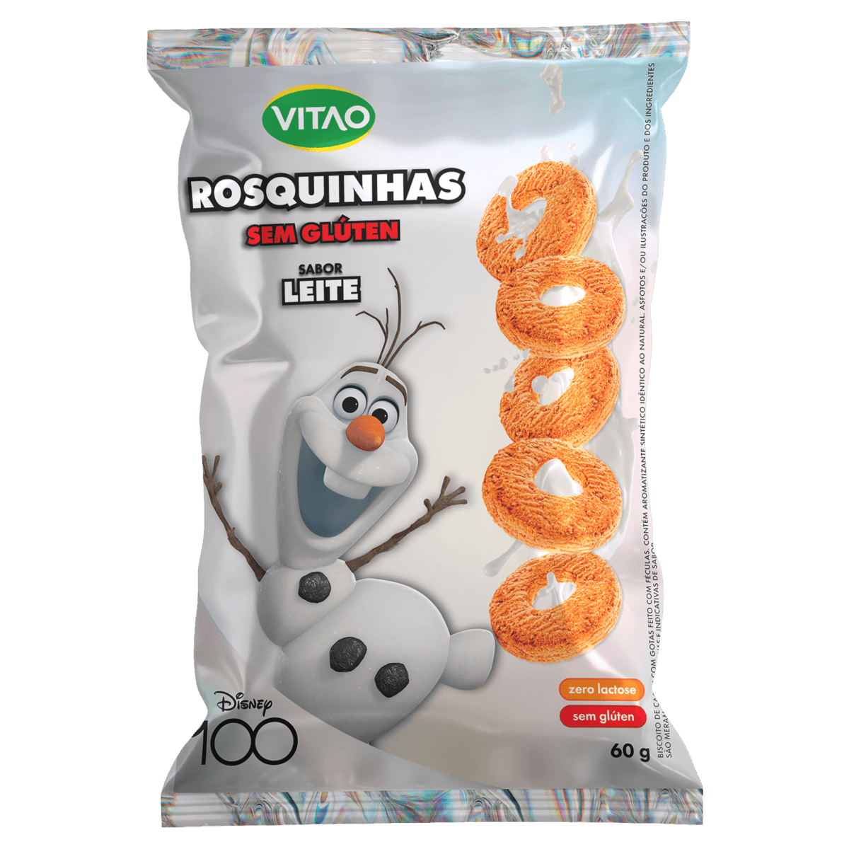 Biscoito VITÃO Rosquinhas DISNEY Leite Sem Glúten/ Sem Lactose e Sem Adição de Açúcares 60g