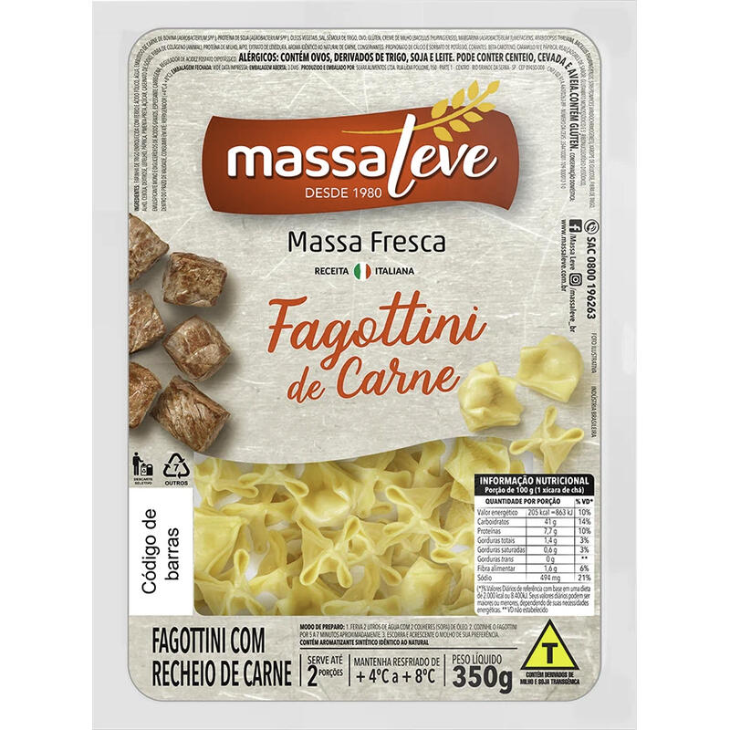 Fagottini Massa Leve Carne 350g