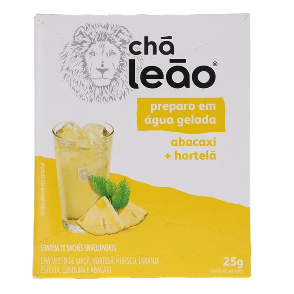 Chá Leão 25g - Abacaxi e Hortelã - Com 10 Saquinhos