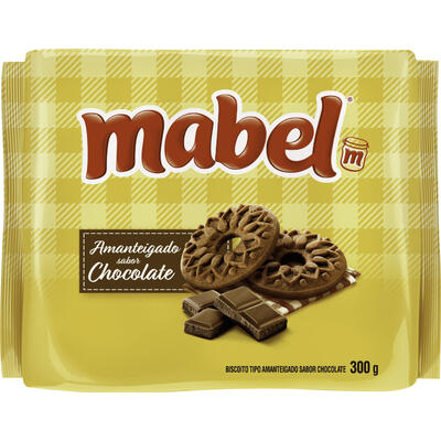 Biscoito Amanteigado Chocolate Mabel Pacote 300g