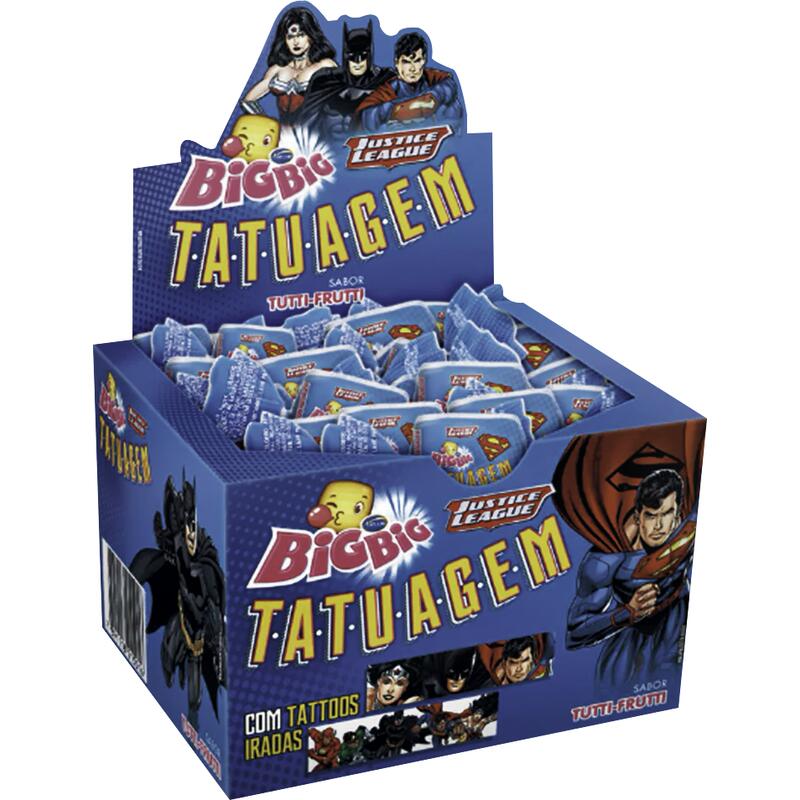 Chiclete Arcor Big Big Tattoo Liga da Justiça 315g