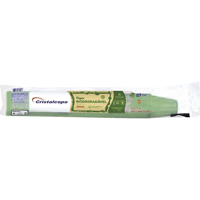 Copo Biodegradável Descartável Cristalcopo 200ml 100 un