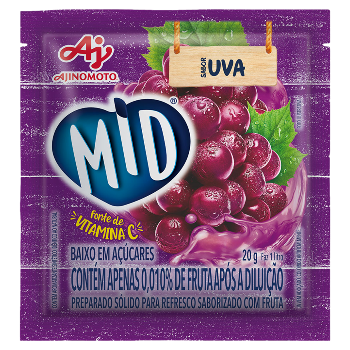 Refresco em Pó Uva Mid Pacote 20g