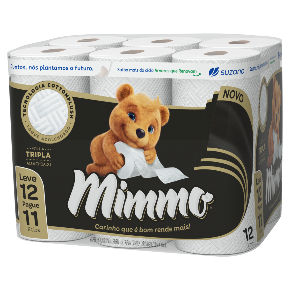 Papel Higiênico Folha Tripla Neutro Mimmo 20m Pacote Leve 12 Pague 11 Unidades